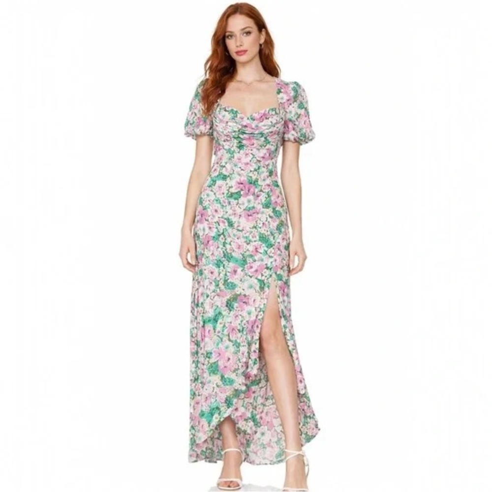 Astr Floral Maxi Dress with Puff Sleeves